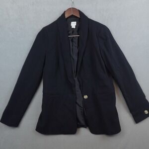 J Crew Blazer Size 4 Classic Wool Stretch Single Button Black Career Chic